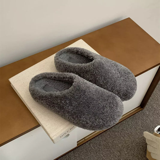 Round Toe Fuzzy Indoor Slippers - Loving It Shop