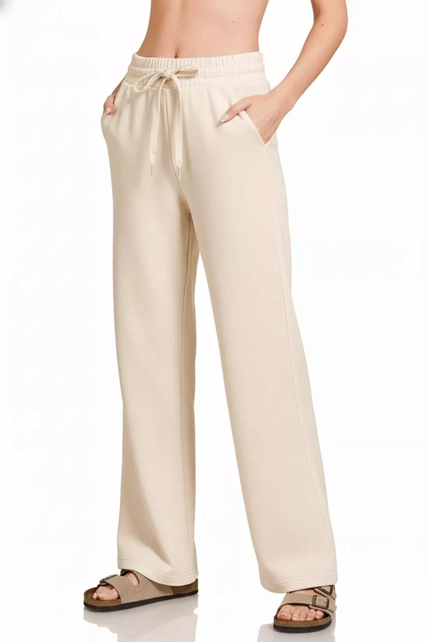 Scuba Drawstring Wide Leg Pants