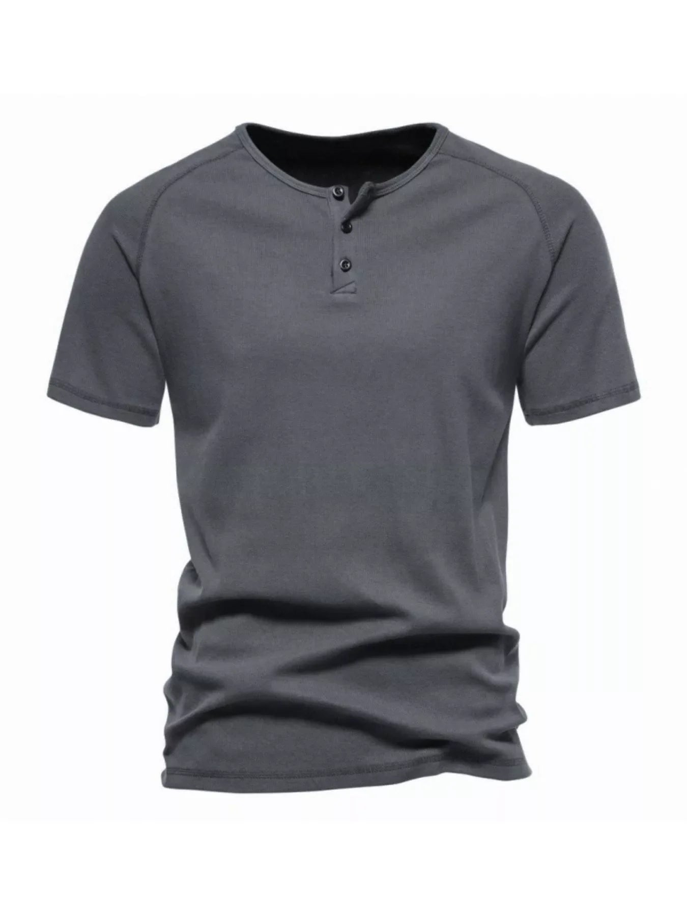 Men's Plus Size Button Detail Casual Henley T-Shirt - Loving It Shop