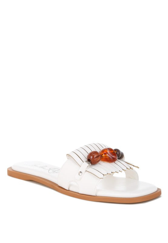 Nakasa Beaded Faux Leather Slip Ons
