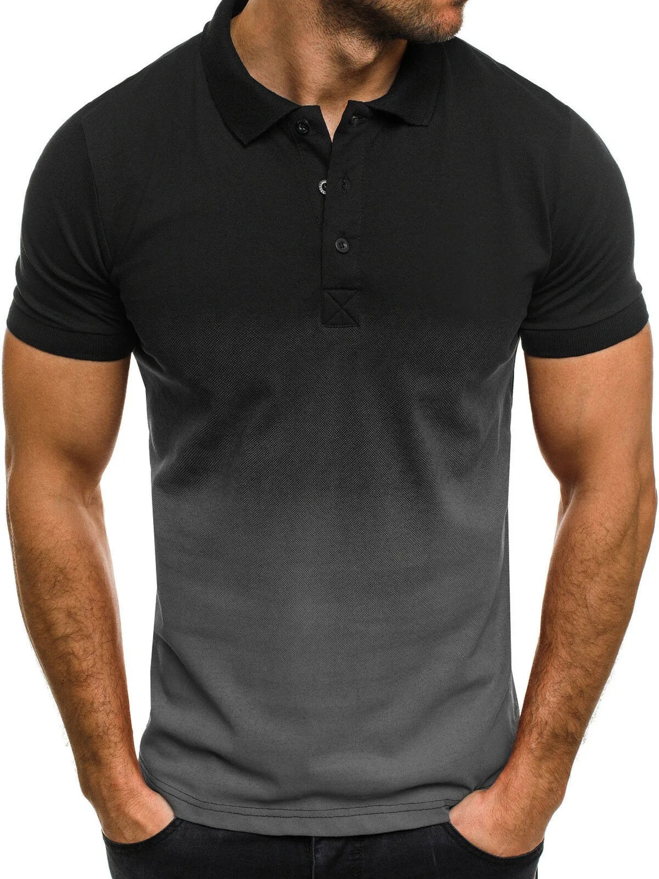 Men's Full Size Gradient Short Sleeve Polo Plus Size