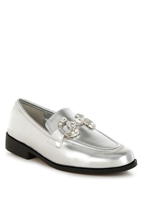 Dendron Diamante Horsebit Metallic Loafers - Loving It Shop