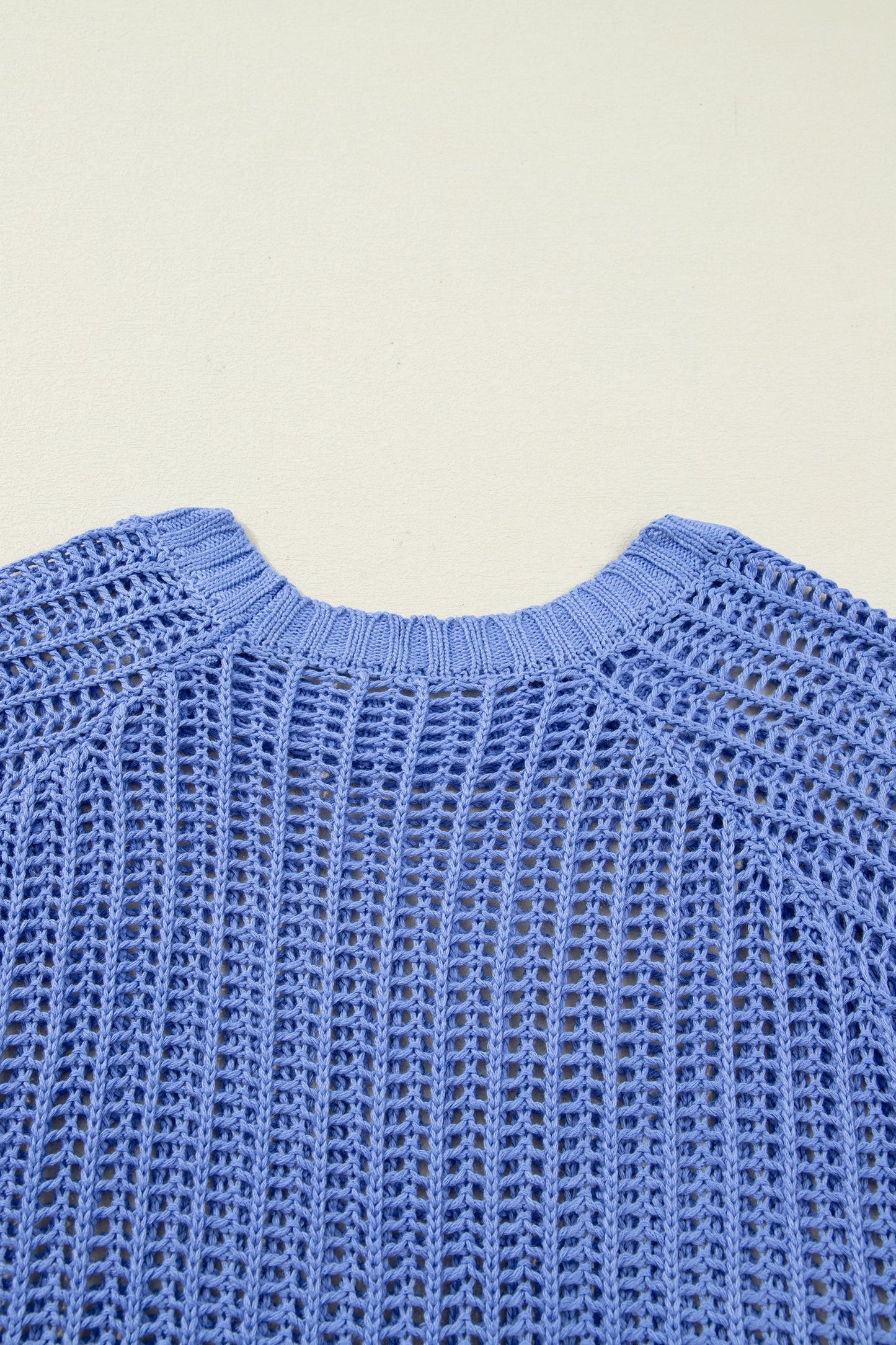 Plus Size Open Knit Bow Tie Short Sleeve Sweater