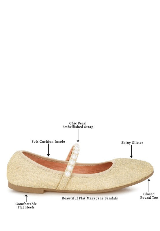 Corphee Pearl Strapped Glitter Ballerinas