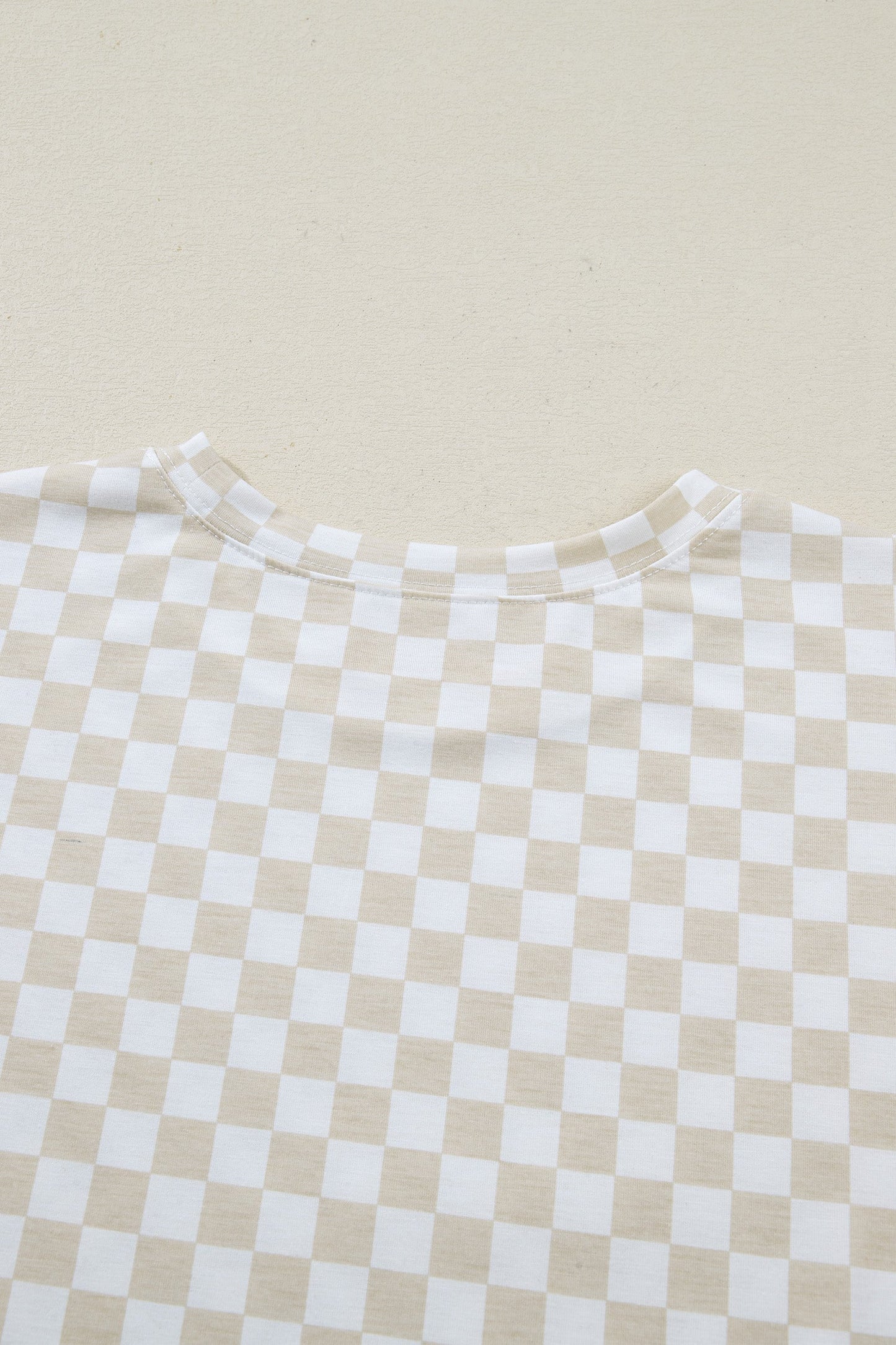 Khaki Checkered Print Half Sleeve Tee 2pcs Lounge Pant Set