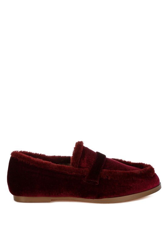 Bastian Fur Detail Velvet Loafers - Loving It Shop