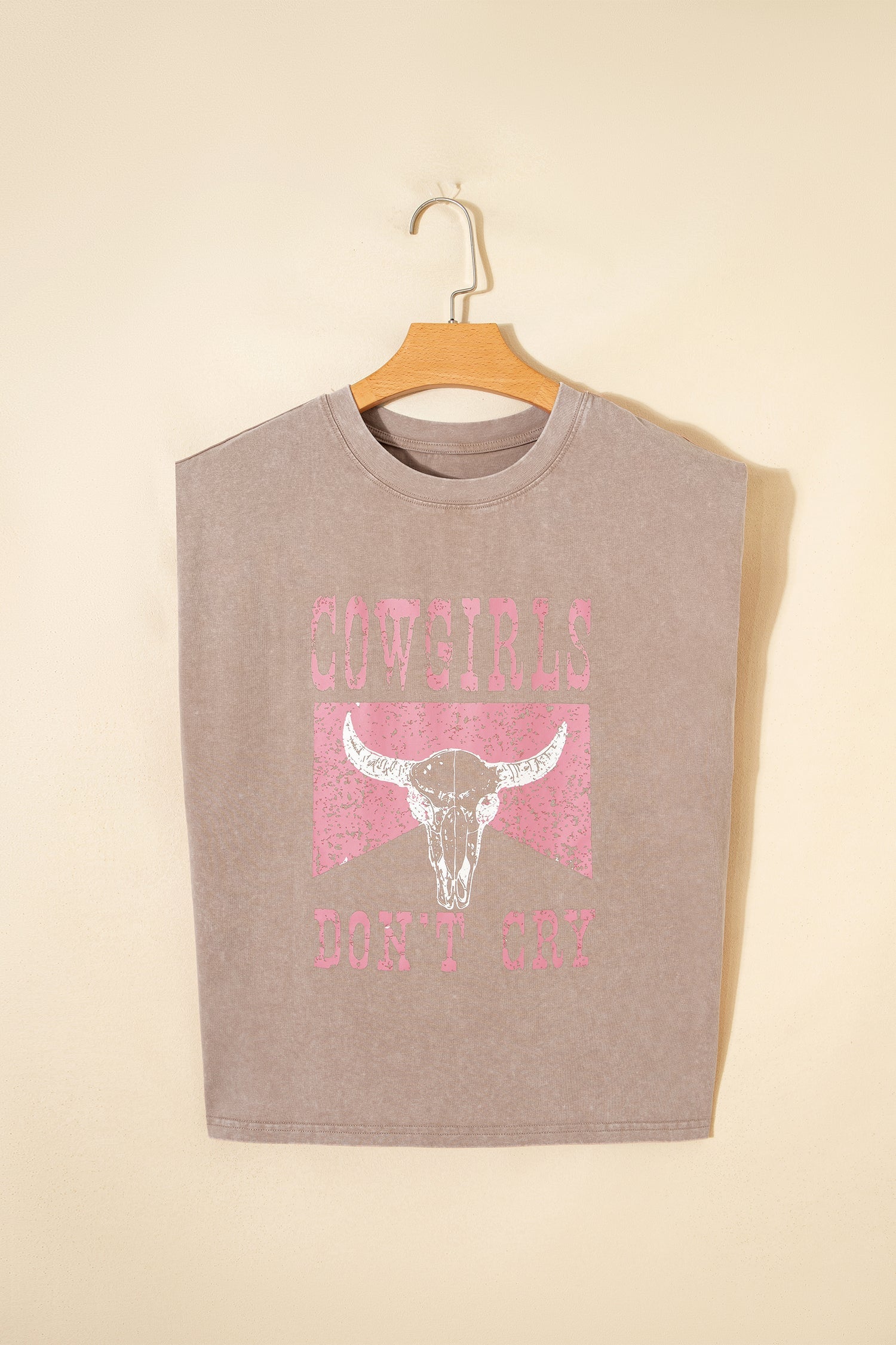 Smoke Gray Cowboy &amp; Beer Western Graphic Mineral Wash Tank Top