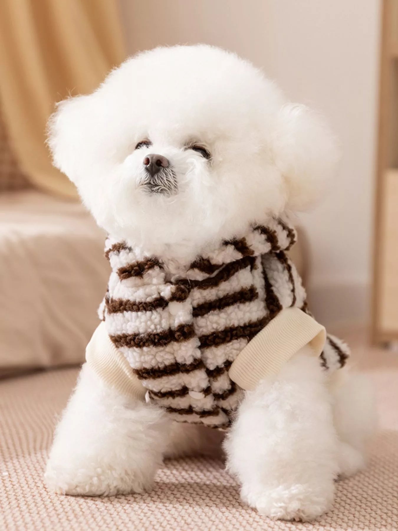 Striped Hooded Plush Pet Sweater - Loving It Shop