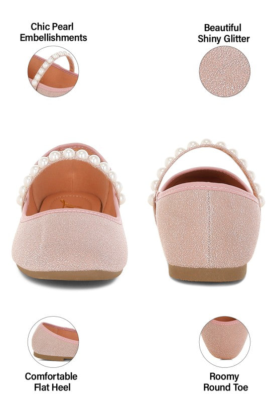 Corphee Pearl Strapped Glitter Ballerinas