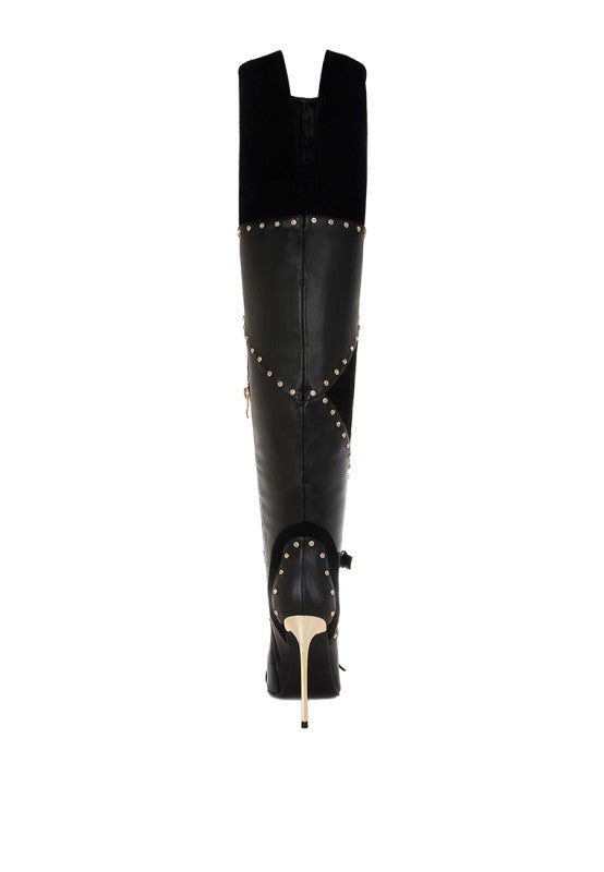 Medira Pointed Toe Embellished Stiletto Boots