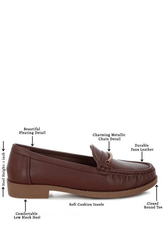 Nemunk Metallic Chain Detail Loafers