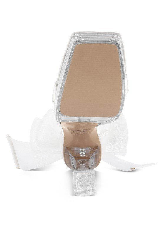 Kiri Satin Clear High Heeled Bow Sandals - Loving It Shop