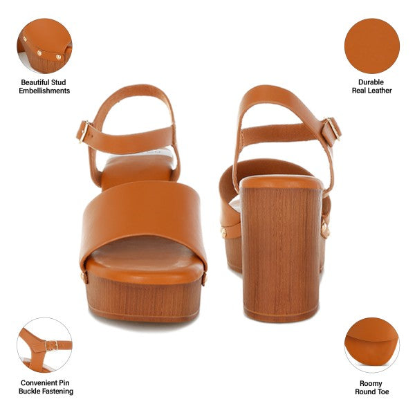 Sawor Recycled Leather High Block Sandals