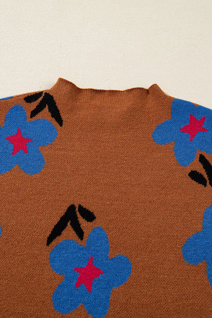 Chestnut Floral High Neck Sweater Vest