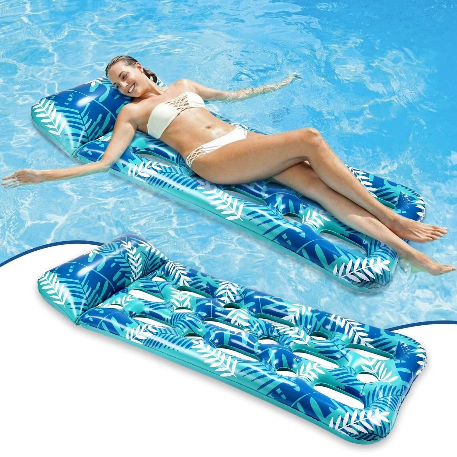 70" x 30" Inflatable Lounge Pool with Headrest