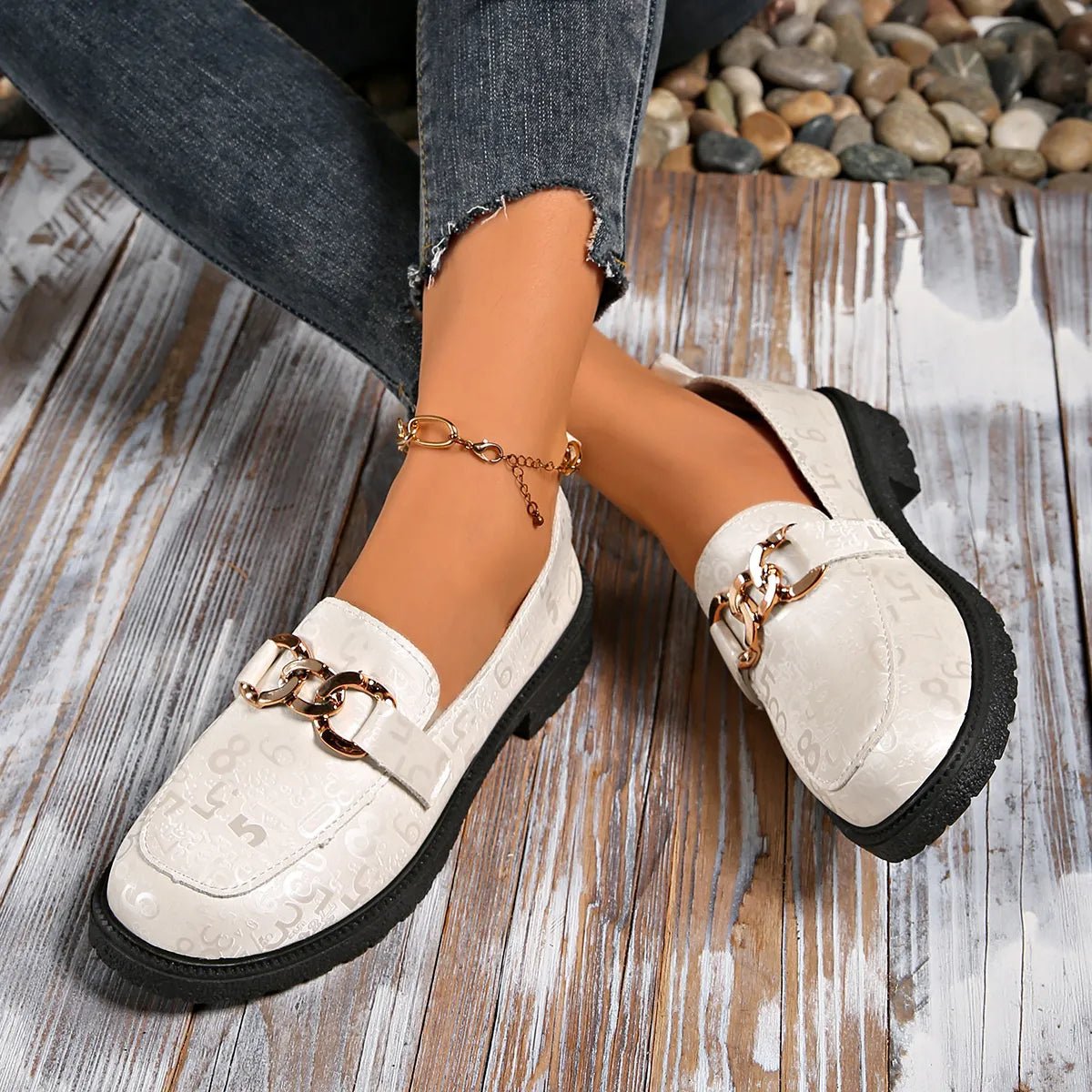 Round Toe Block Heels Loafers - Loving It Shop