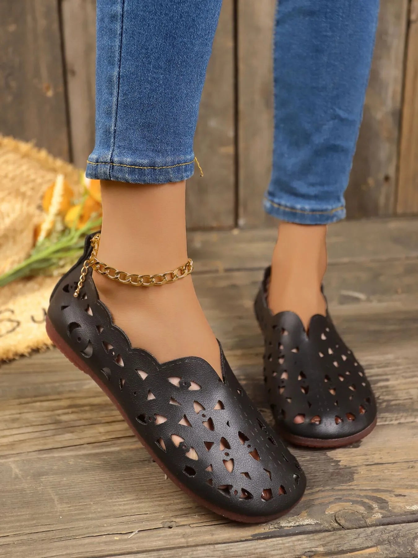Perforated Leather Slip - On Loafers - Loving It Shop