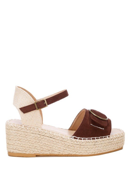 Amilta Buckle Detail Espadrille Wedges - Loving It Shop