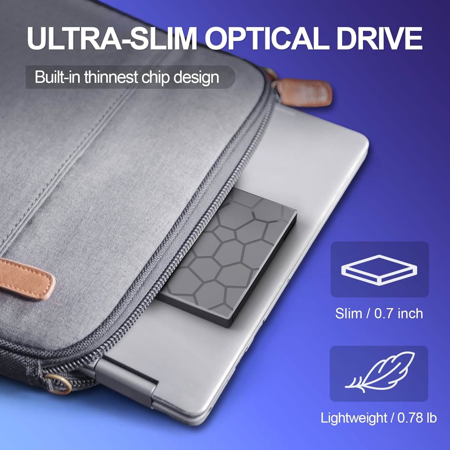 High-Speed USB 3.0 External CD/DVD Drive with Burner – Plug &amp; Play, Windows &amp; Mac Compatible