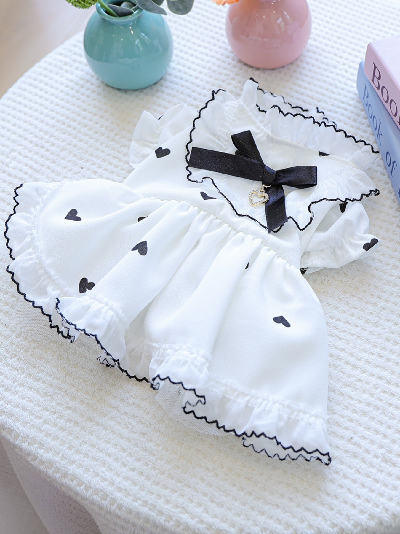Heart - Patterned Bowknot Pet Dress - Loving It Shop