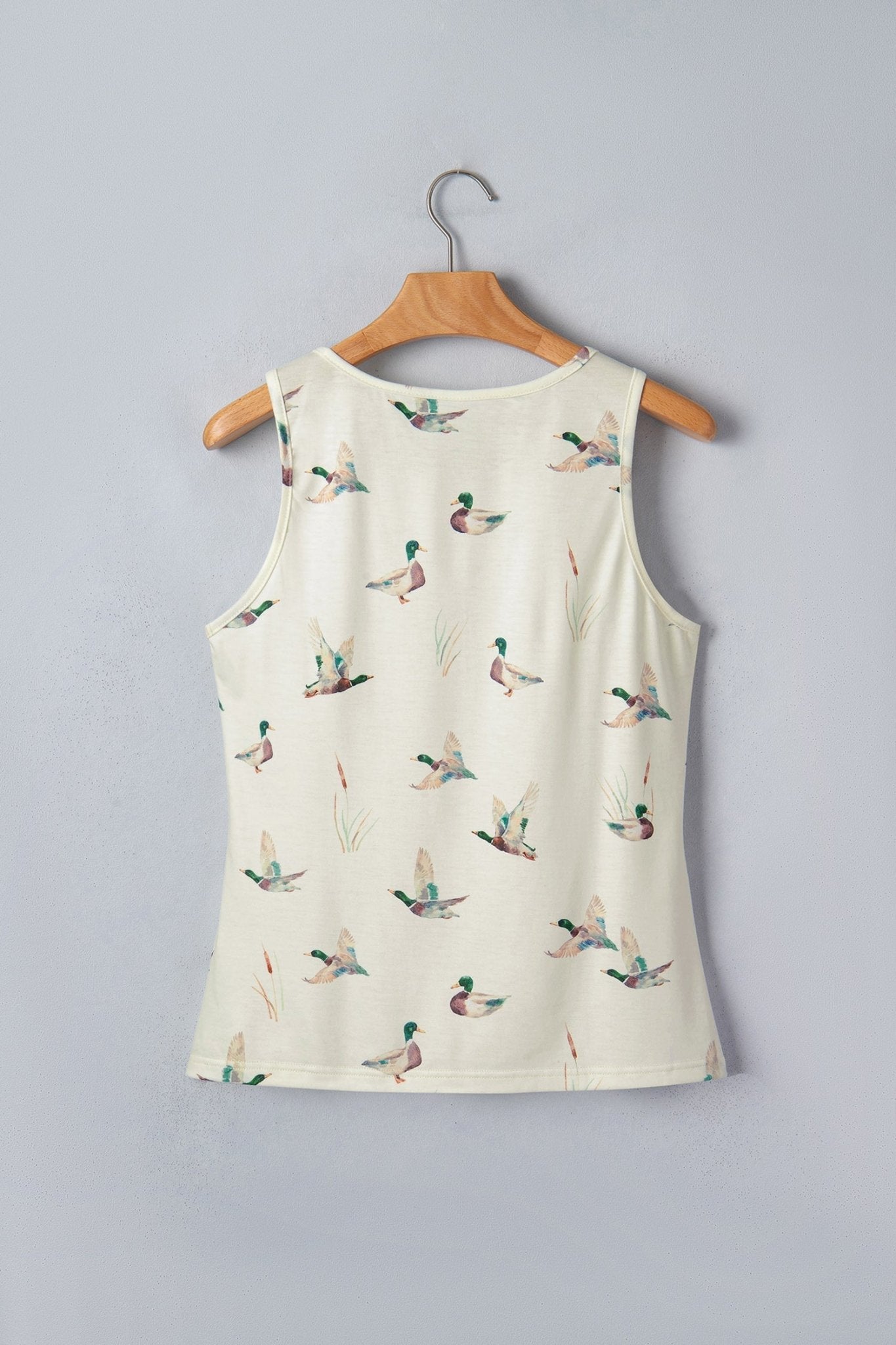 Beige Mallard Print Western Style Tank Top - Loving It Shop