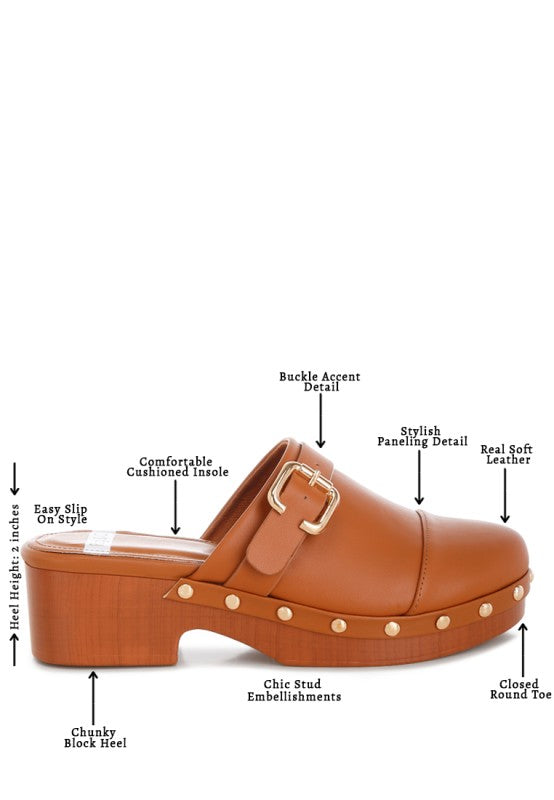Pinto Studded Genuine Leather Clogs