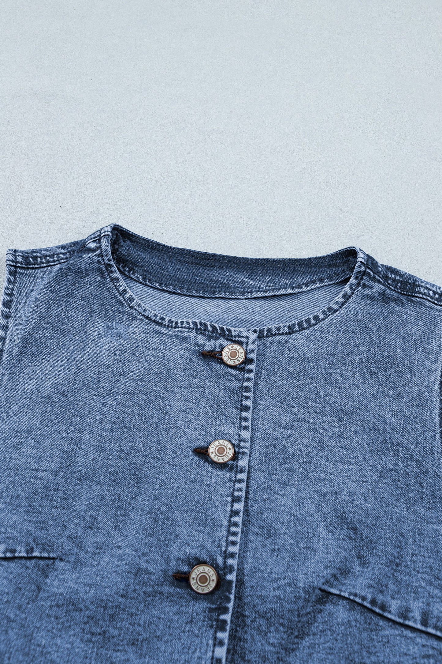 Ashleigh Blue Buttoned Front Slit Denim Vest
