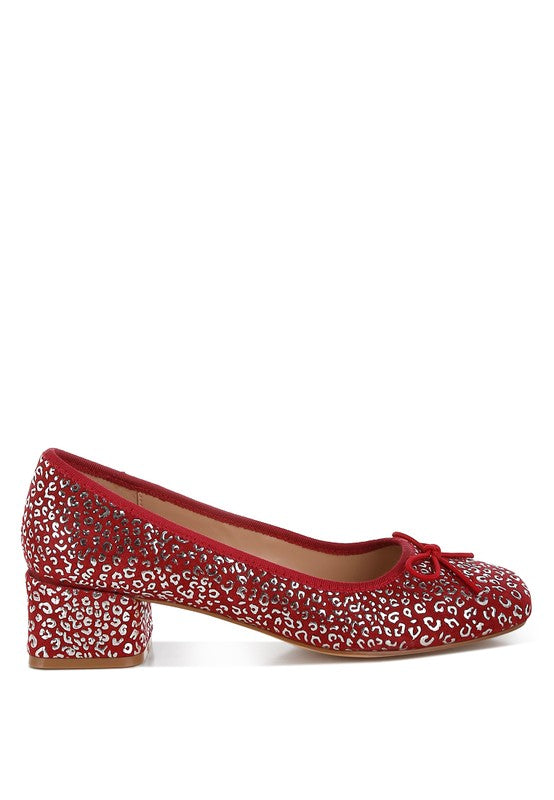 Ningen Leopard Print Block Heel Ballerinas