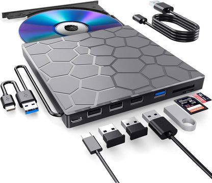 High-Speed USB 3.0 External CD/DVD Drive with Burner – Plug &amp; Play, Windows &amp; Mac Compatible