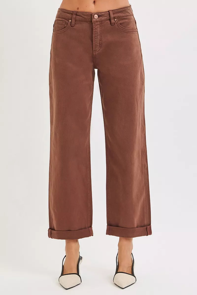 Full Size Tummy Control Mid Rise Ankle Barrel Baggy Plus Size