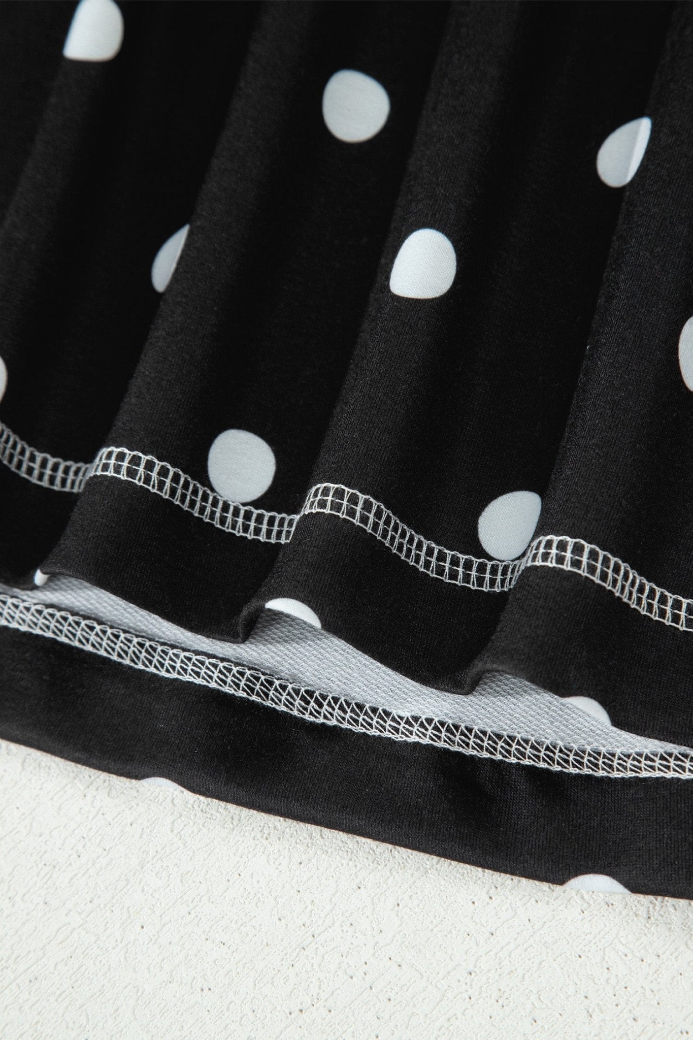 Black Exposed Seam Detail Polka Dot Loose Tee Drawstring Shorts Set - Loving It Shop