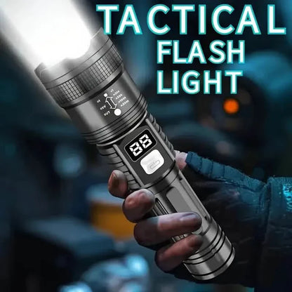Ultra-Bright Tactical LED Flashlight – 3 Modes, USB Rechargeable, 600 Lumen, Outdoor, Hiking &amp; Camping