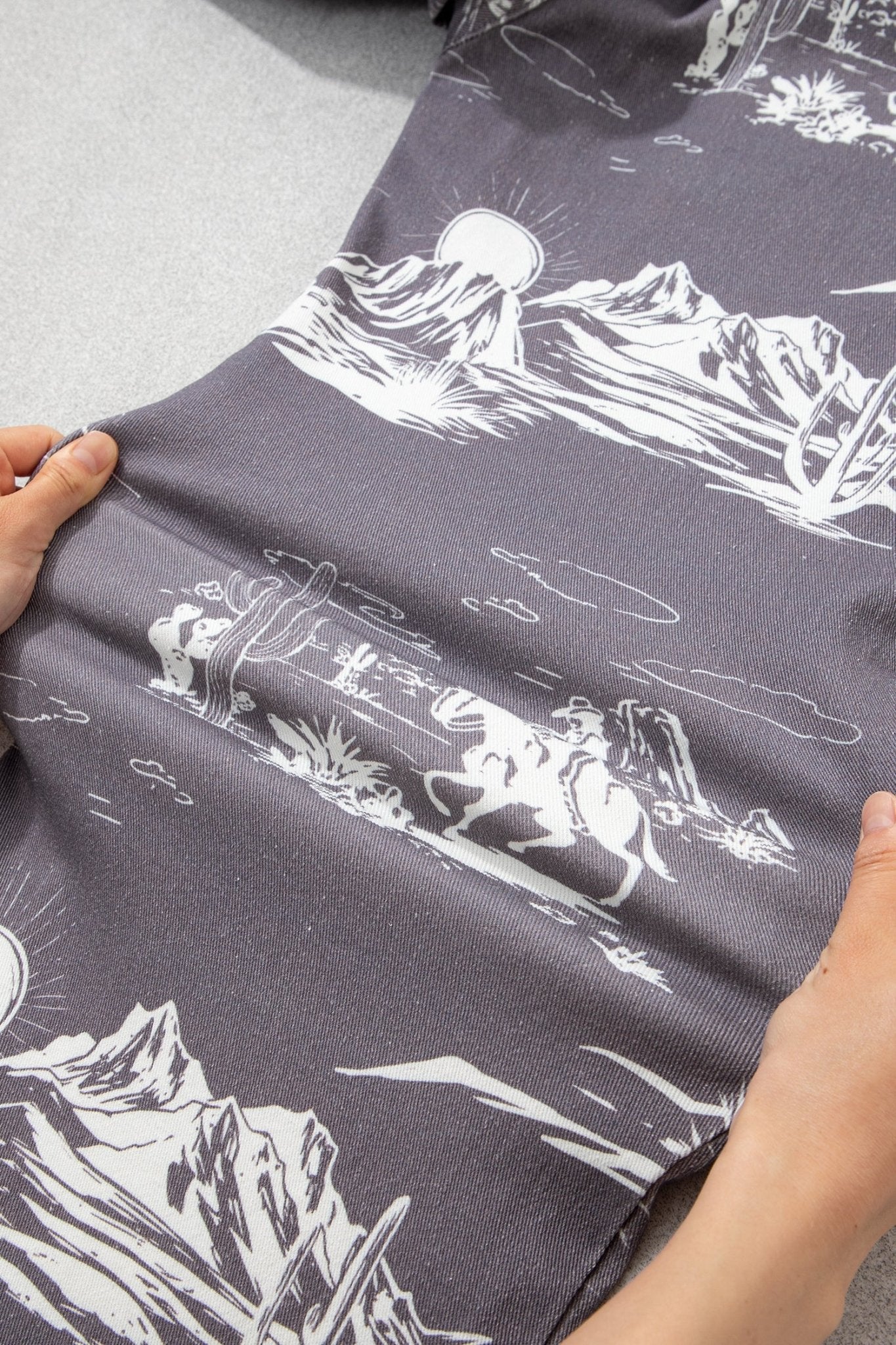 Gray Wild West Riding Vintage Printed Shift Jeans - Loving It Shop