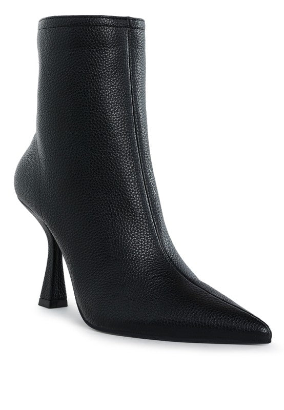 Tentia Metallic Pleather Spool Heel Boots