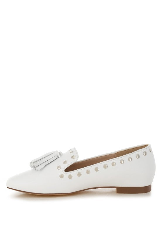 Philoha Studs & Tassels Detail Flat Loafers