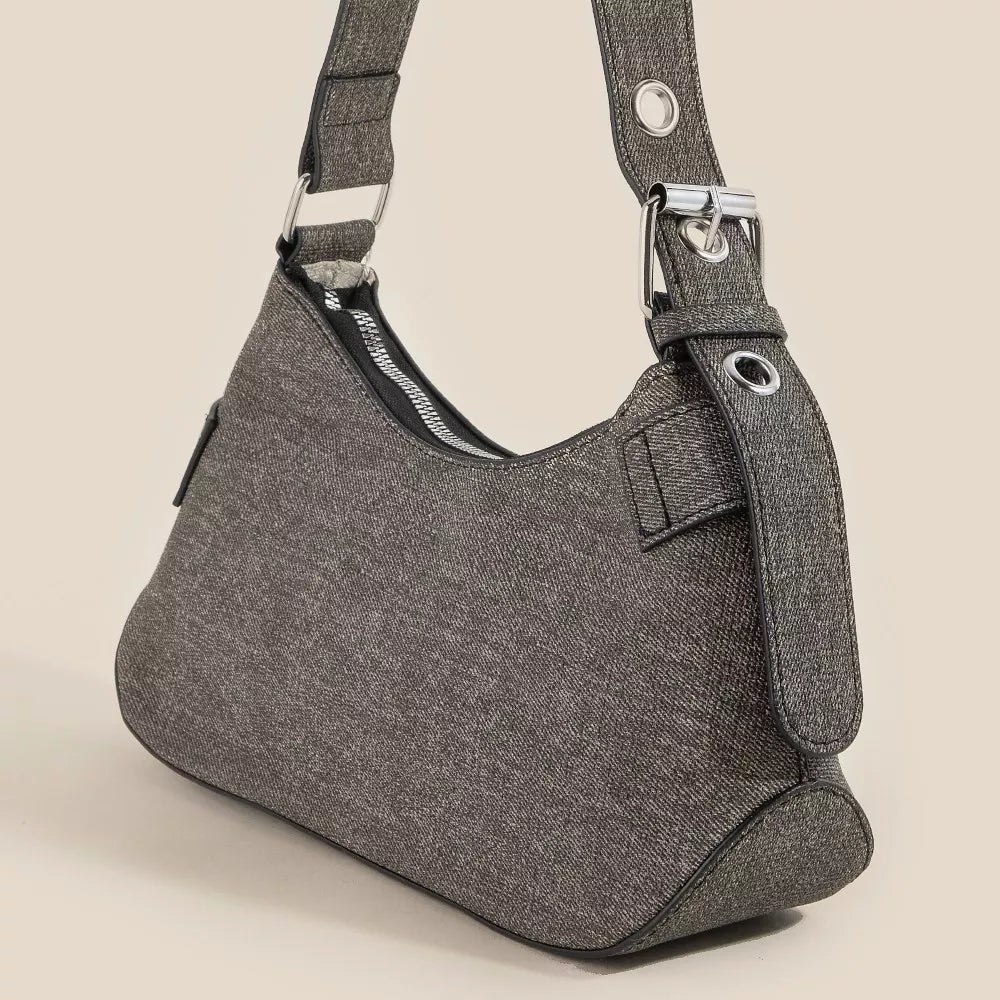 Denim Belt Accent Shoulder Bag