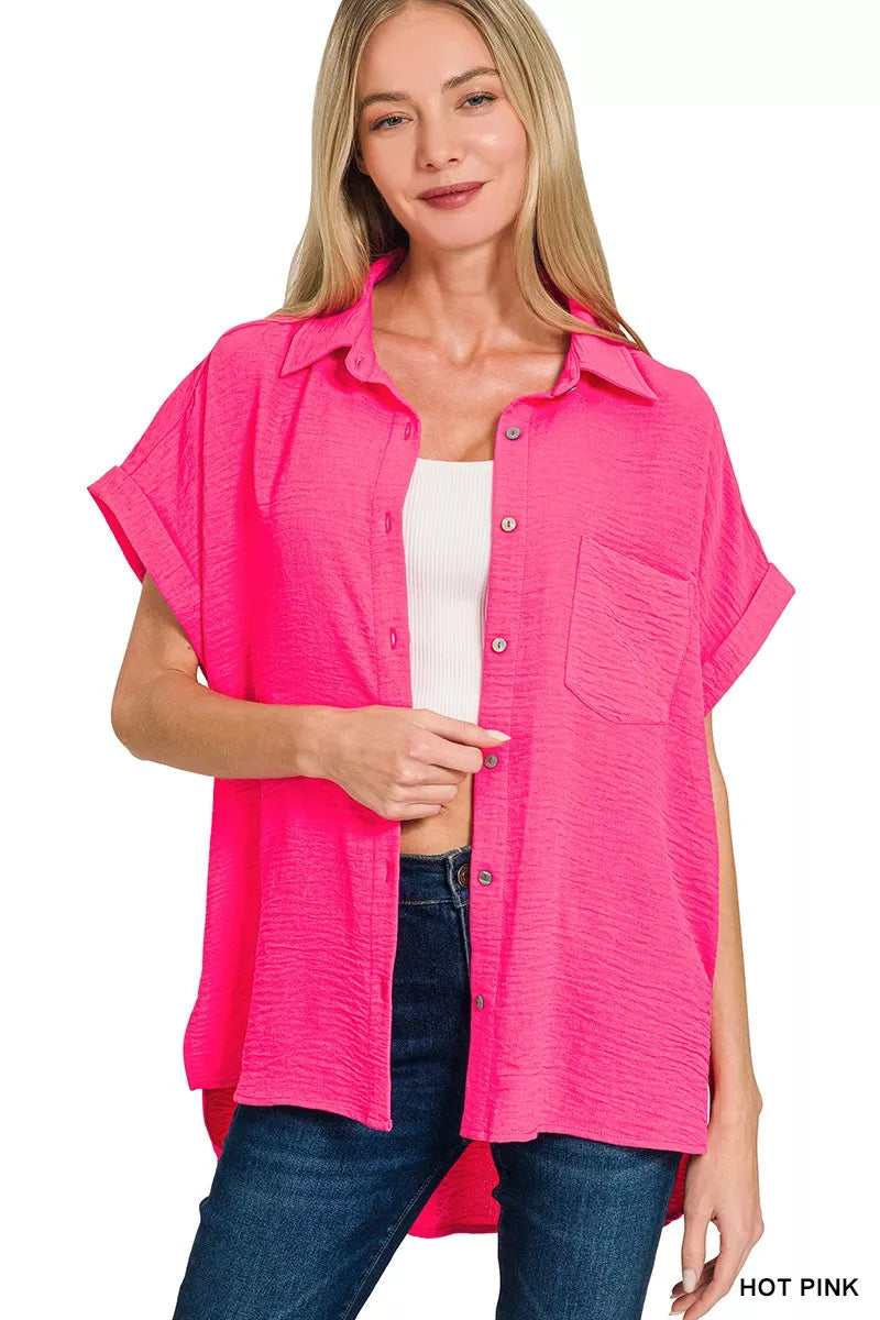 Woven Airflow Button Down Shirt