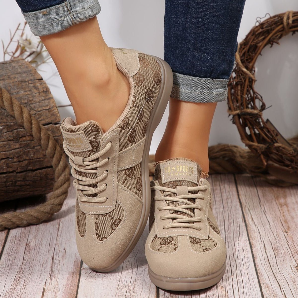 Lace Up Round Toe Sneakers - Loving It Shop