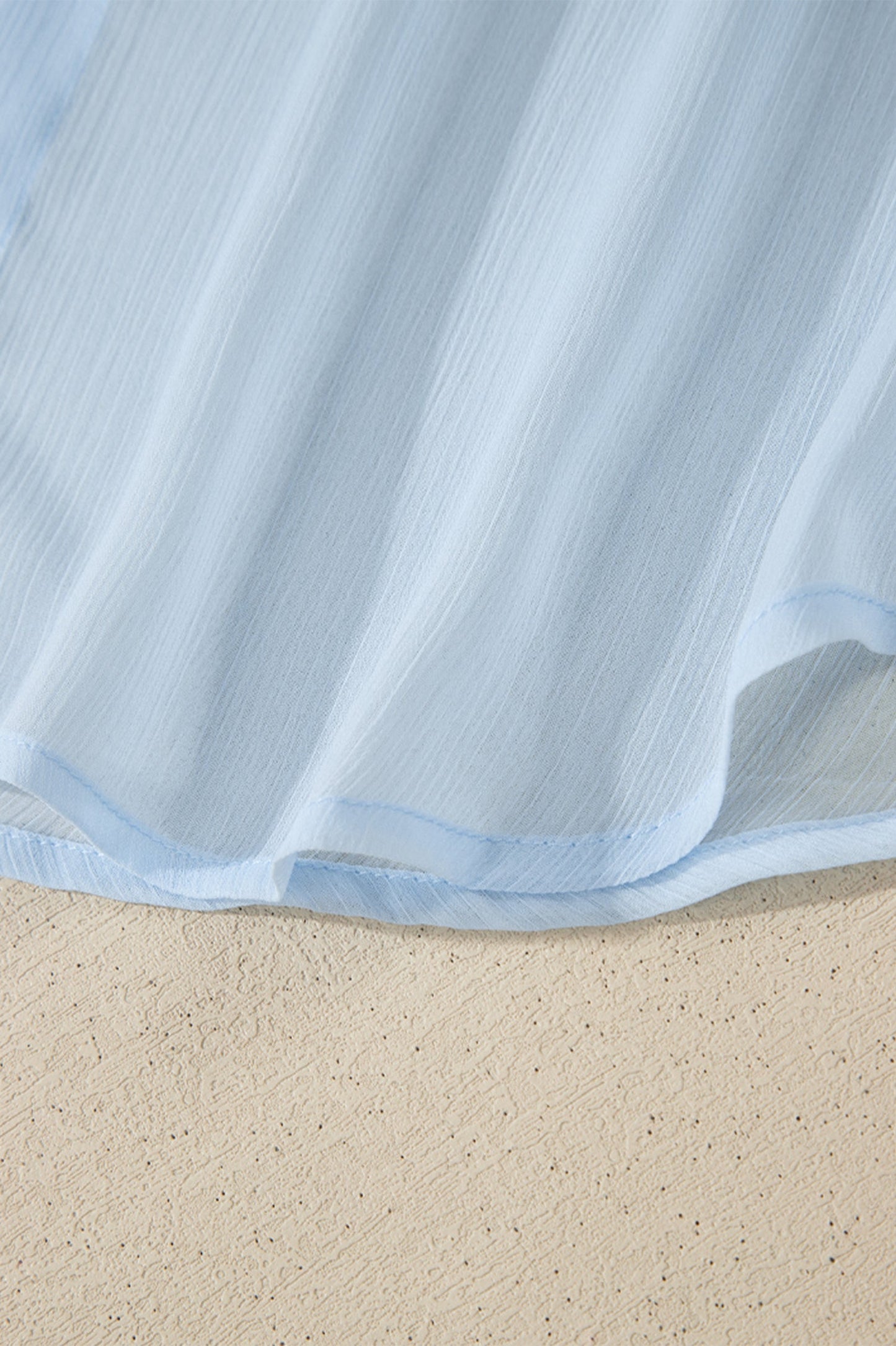 Beau Blue Sheer Tunic Shirt Drawstring Shorts 2pcs Swim Cover Up