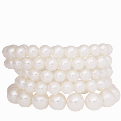 Bracelet Ensemble Cream Stretch 5-Piece Layered Stylish Pearl Harmony