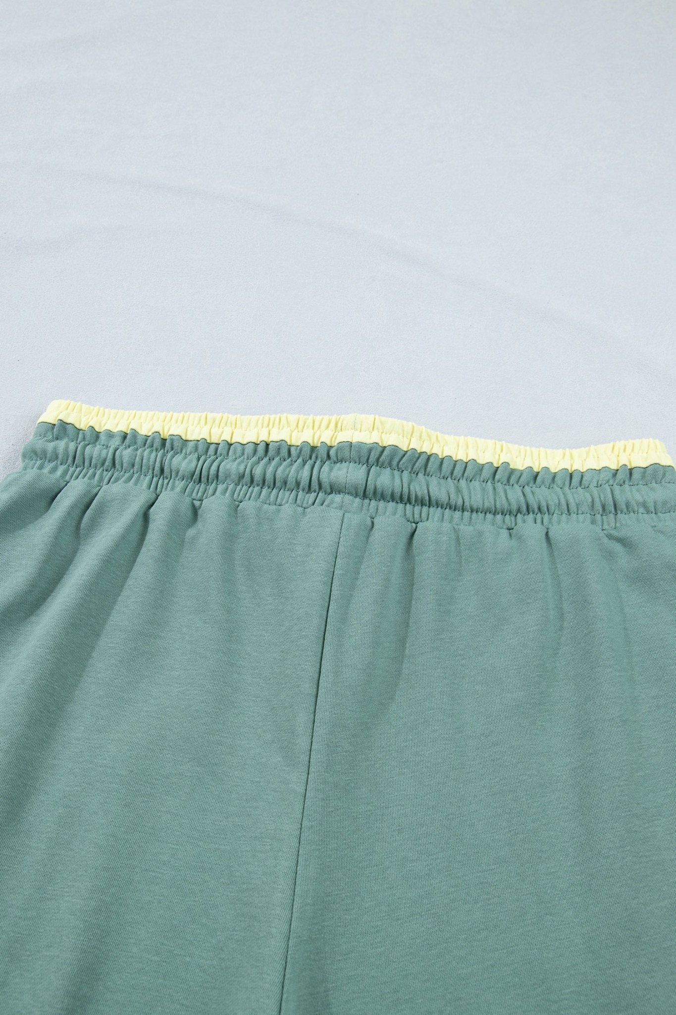 Sea Green Color Block Flower Patchwork Drawstring Contrasted Elastic Waist Wide Leg Pants - Loving It Shop