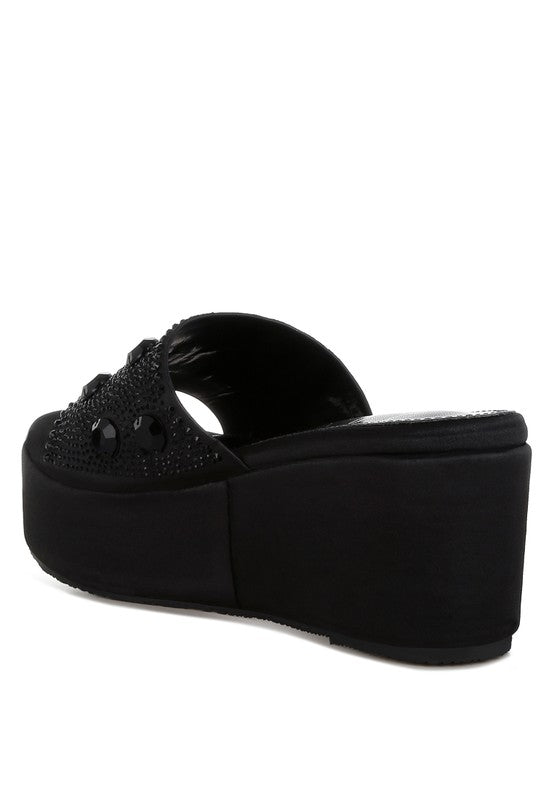 Meta charts Diamante & Rhinestone Flatform Sandals
