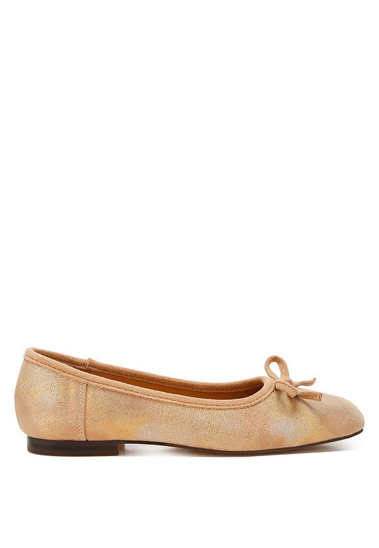 Rubyrose Suede Bow Embellished Ballerinas