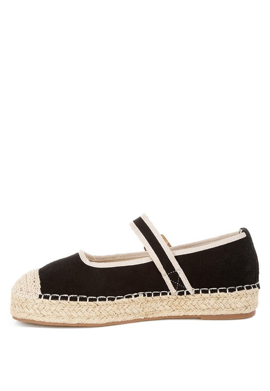 Bolean Soft Suede Leather Mary Jane Espadrilles