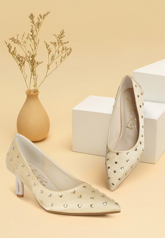 Madhara Heart - Shaped Rhinestones Pumps - Loving It Shop