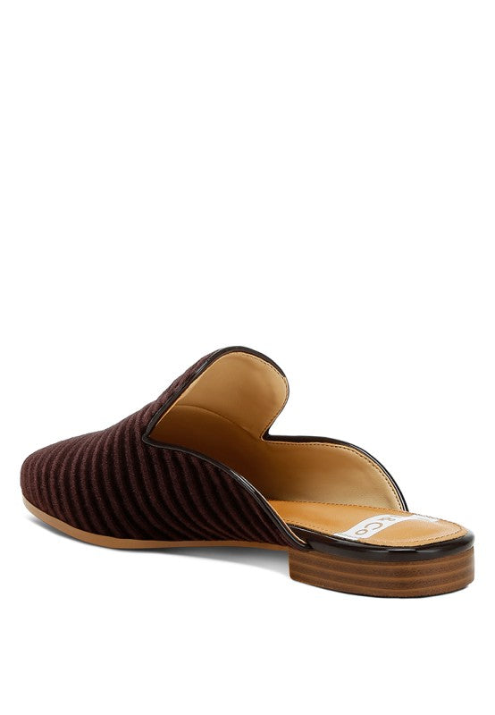 Ouzini Velvet Textured Slip On Mules