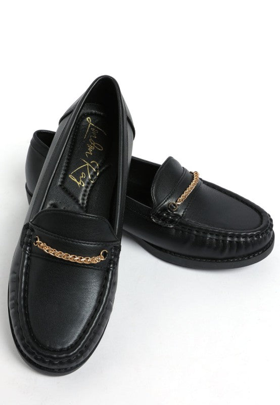 Nemunk Metallic Chain Detail Loafers