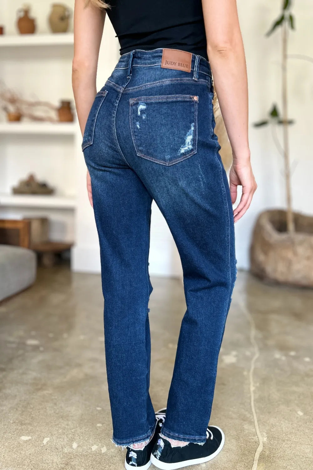 Full Size High Waist Rigid Magic Heavy Destroy Straight Jeans