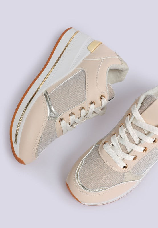 Vespera  Faux Leather & Mesh Sneakers