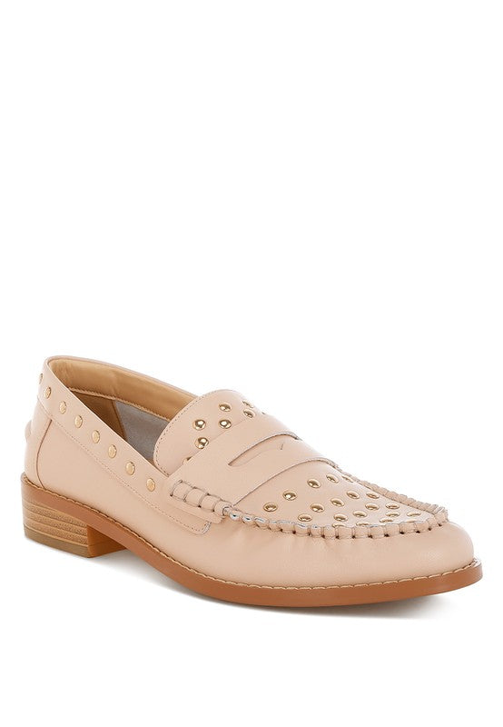 Oglavia Studs Embellished Leather Loafers
